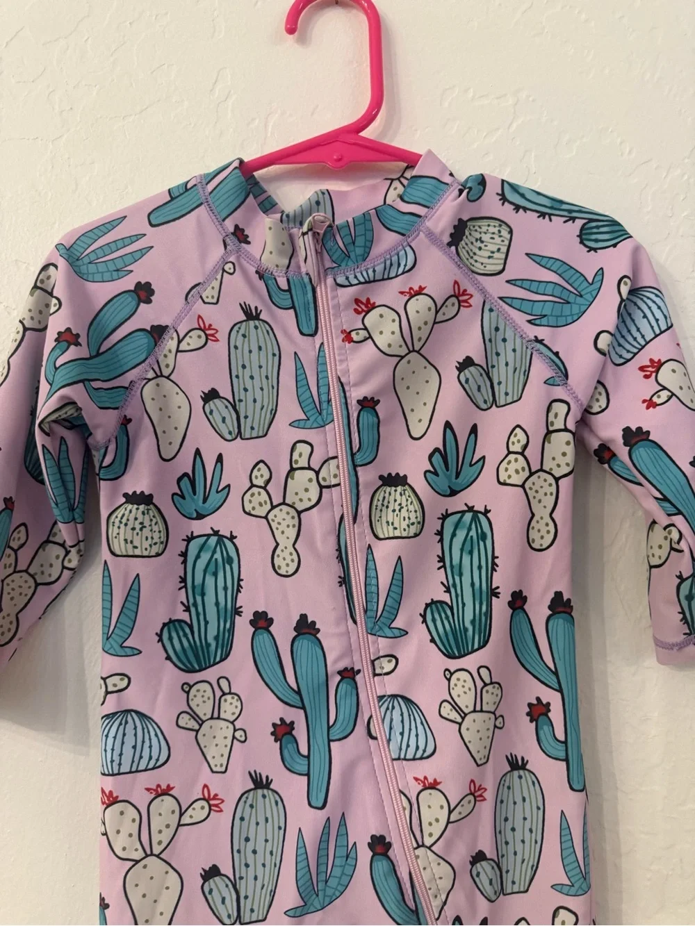 Pink Cactus Print Infant Swimsuit Romper